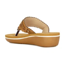 Bata Women's NEW MEXICO LASER Tan Thong Wedges image 5