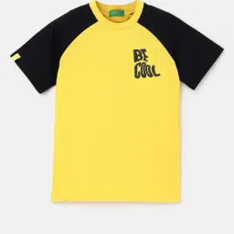 United Colors of Benetton Kids Yellow & Black Graphic Print T-Shirt-picture-32