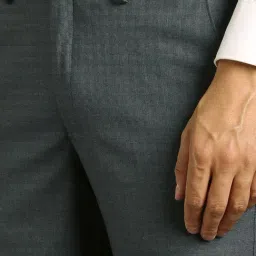 Louis Philippe Grey Slim Fit Texture Trousers image 4