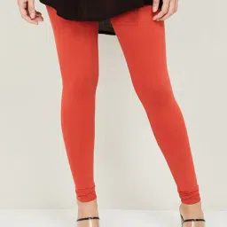 Melange by Lifestyle Rust Cotton High Rise Leggings-picture-10