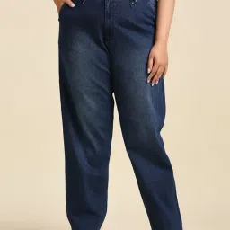 High Star Blue Relaxed Fit High Rise Lightly Washed Jeans-picture-25