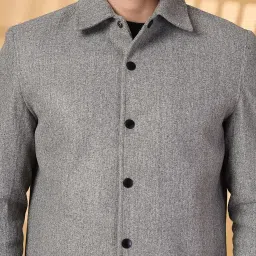 Chkokko Grey Relaxed Fit Solid Coats image 5