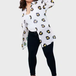 BUYNEWTREND White Floral Print Shirt image 5