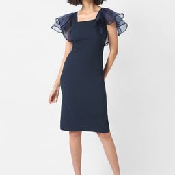 Campus Sutra Navy Blue Crepe Sheath Dress-picture-49