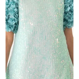 A Little Fable Kids Light Green Embellished Dress image 5
