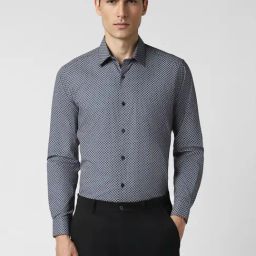 Van Heusen Navy Cotton Regular Fit Printed Shirt-picture-12