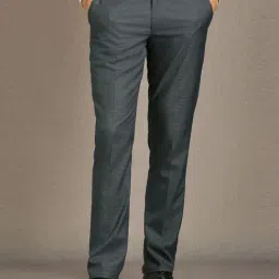 Louis Philippe Grey Slim Fit Texture Trousers image 1