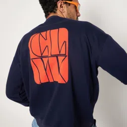 Club York Navy Blue Regular Fit Printed Sweatshirt image 5