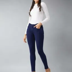 DOLCE CRUDO Navy Plain Jeans image 5
