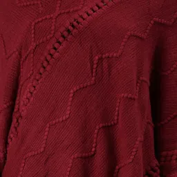 showoffff SHOWOFF Maroon Self Design Poncho image 5