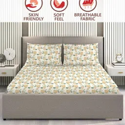 Layers Yellow Cotton Floral King Bedsheet With 2 Pillow Covers image 5