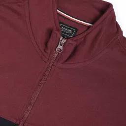 Arrow Sport Burgundy & Black Regular Fit Colour Block Sweatshirt image 5