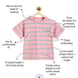 Campana Kids Pink & Green Striped T-Shirt image 3