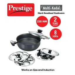 Prestige Black Aluminium 220 mm Kadai with Lid (2000 ml) - Set of 1 image 2