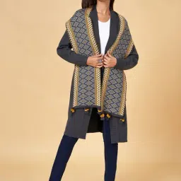 Rangmanch by Pantaloons Grey Self Pattern Cape-picture-14