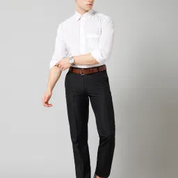 Cantabil Black Regular Fit Flat Front Trousers image 5