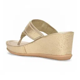 Rocia by Regal Women's Gold Thong Wedges image 5
