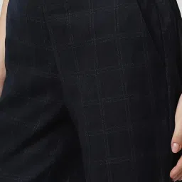 Van Heusen Black Chequered Formal Trousers image 5