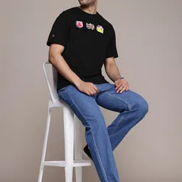 WROGN X NETFLIX Printed Drop-Shoulder Sleeves Pure Cotton Oversized T-shirt image 5