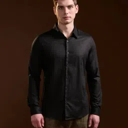 The Bear House Black Slim Fit Textured Shirt-picture-30