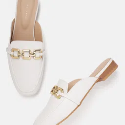 Lino Perros Women Croc Textured Mules With Metallic Deatil image 1