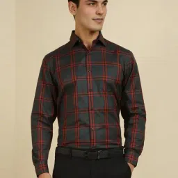 Allen Solly Green Cotton Slim Fit Checks Shirt-picture-22