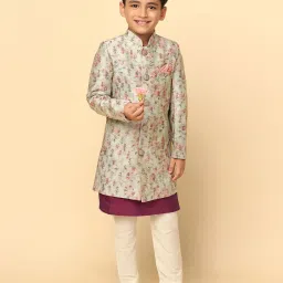 KISAH Multicolor Floral Full Sleeves Kurta, Sherwani with Pyjamas image 5