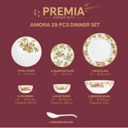 Larah by Borosil White Opalware Floral Dinner Set image 5