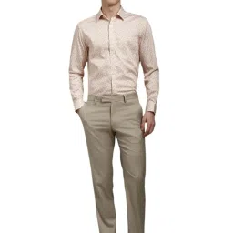 Louis Philippe Beige Cotton Regular Fit Printed Shirt image 5