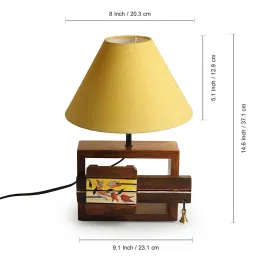ExclusiveLane Yellow Sheesham Wood Decorative Table Lamp image 5