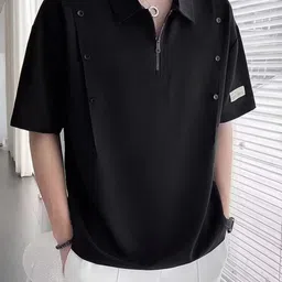 StyleCast Men Solid Polo Collar Cotton Boxy T-shirt-picture-32