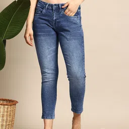 Mast & Harbour Women Mom-Fit Light Fade Stretchable Cropped Jeans-picture-36