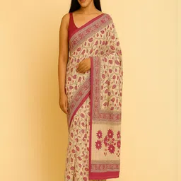 yashvi fab Floral Pure Cotton Handloom Printed Saree-image-16