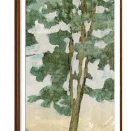 ARTE'VENUE Green Tree Line Green & Grey Paper Wall Arts - Set of 3 (13 X 18 inch Each) image 3