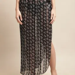 Claura Black Printed Beachwear Cover-Up Skirt-picture-34
