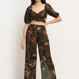 Erotissch Black Printed Beachwear Co-Ord Set-image-55