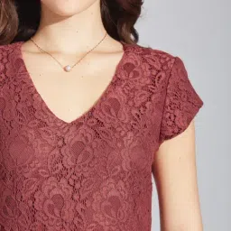 Latin Quarters Rust Nylon Woven Design Dress image 5