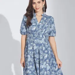 Latin Quarters Blue Cotton Printed Dress-picture-23