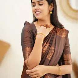 Anjaneya Sarees Brown Silk Woven Saree With Unstitched Blouse image 5