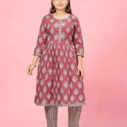 Aarika Kids Purple Cotton Printed Kurti Set-picture-38