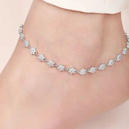Zavya Blooming Beauty 925 Sterling Silver Rhodium-Plated Flower Anklet-picture-43