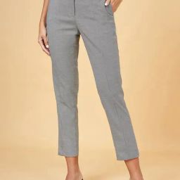 Annabelle by Pantaloons Grey Chequered Trousers-picture-21