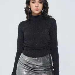 People By Pantaloons Black Slim Fit Embellished Top-picture-20