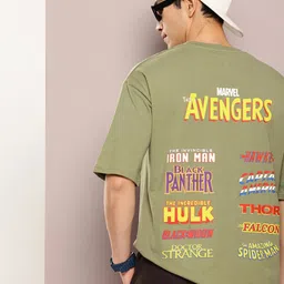 Kook N Keech Pure Cotton Avengers Typography Drop-Shoulder Sleeves Oversized T-shirt-image-0
