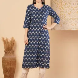 Fashor Blue Pure Cotton Printed Kurta-picture-26