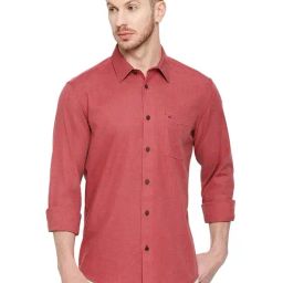 Basics Red Cotton Slim Fit Shirt-picture-8