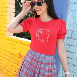 Pinacolada Red Regular Fit Printed Top-picture-20