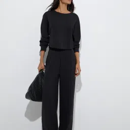 LOV by Westside Black Solid High-Rise Trousers image 3