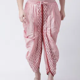 DEYANN Men Pink & Red Printed Dupion Silk Dhotis-picture-47