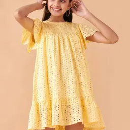 Cherry & Jerry Girls Yellow Solid Empire Above Knee Dress-picture-26